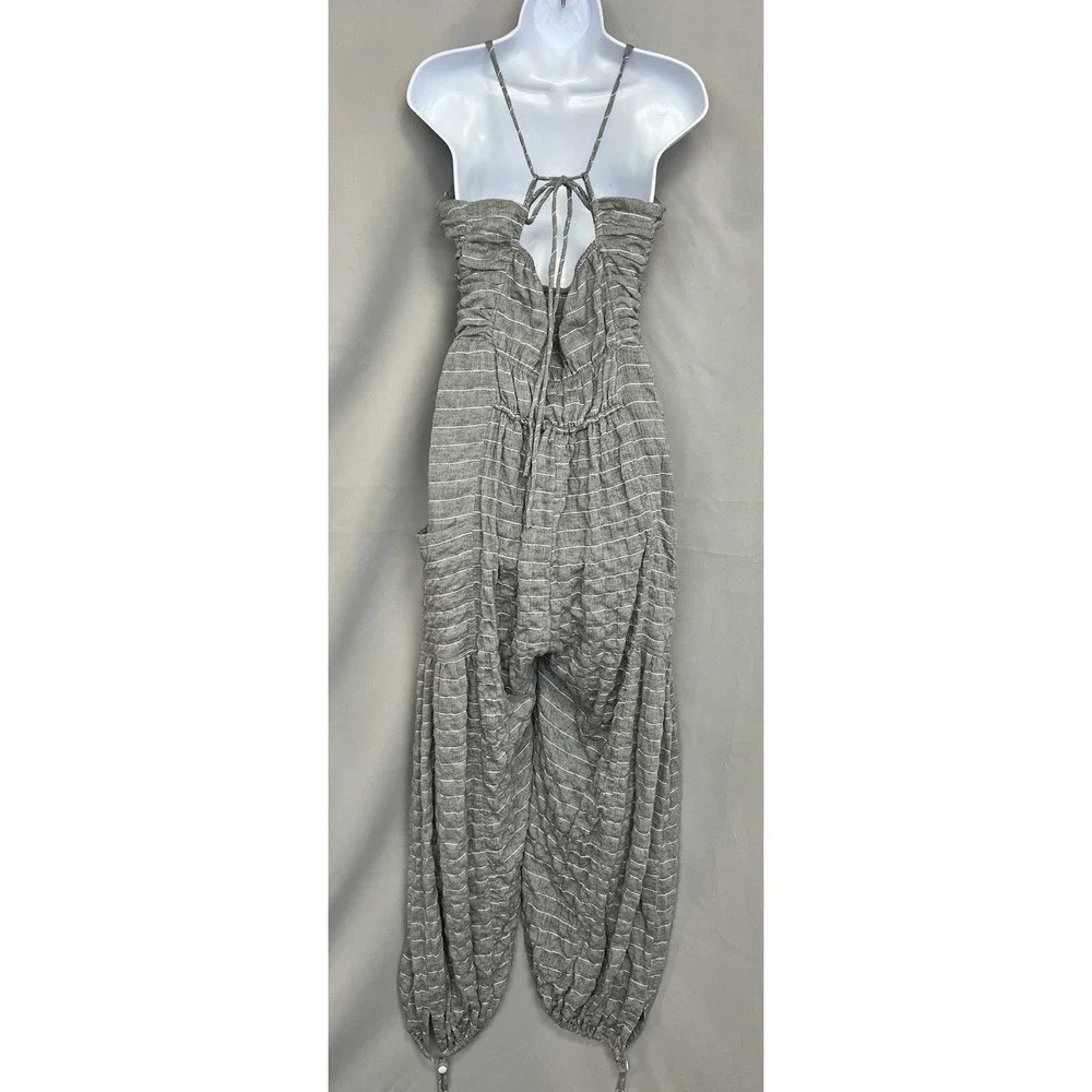White Birch Sleeveless Halter Tie Back Woven‎ Jumpsuit Sz XL Women's